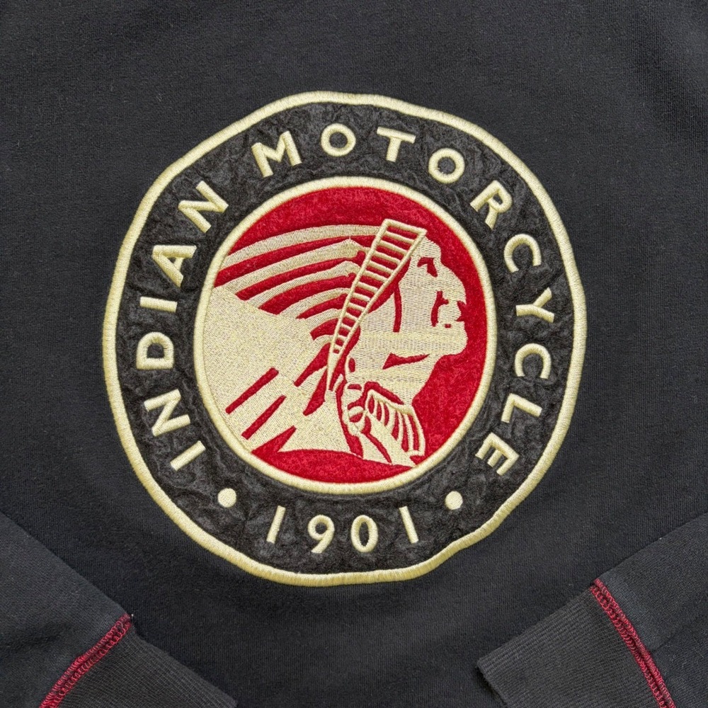 Indian Motorcycle Hoodie Men Small Black Red Pullover Embroidered Logo Biker - Picture 5 of 11